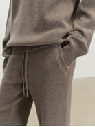 MSBEAST Pure Wool Waffle Knit Hoodie in Brown - On Model