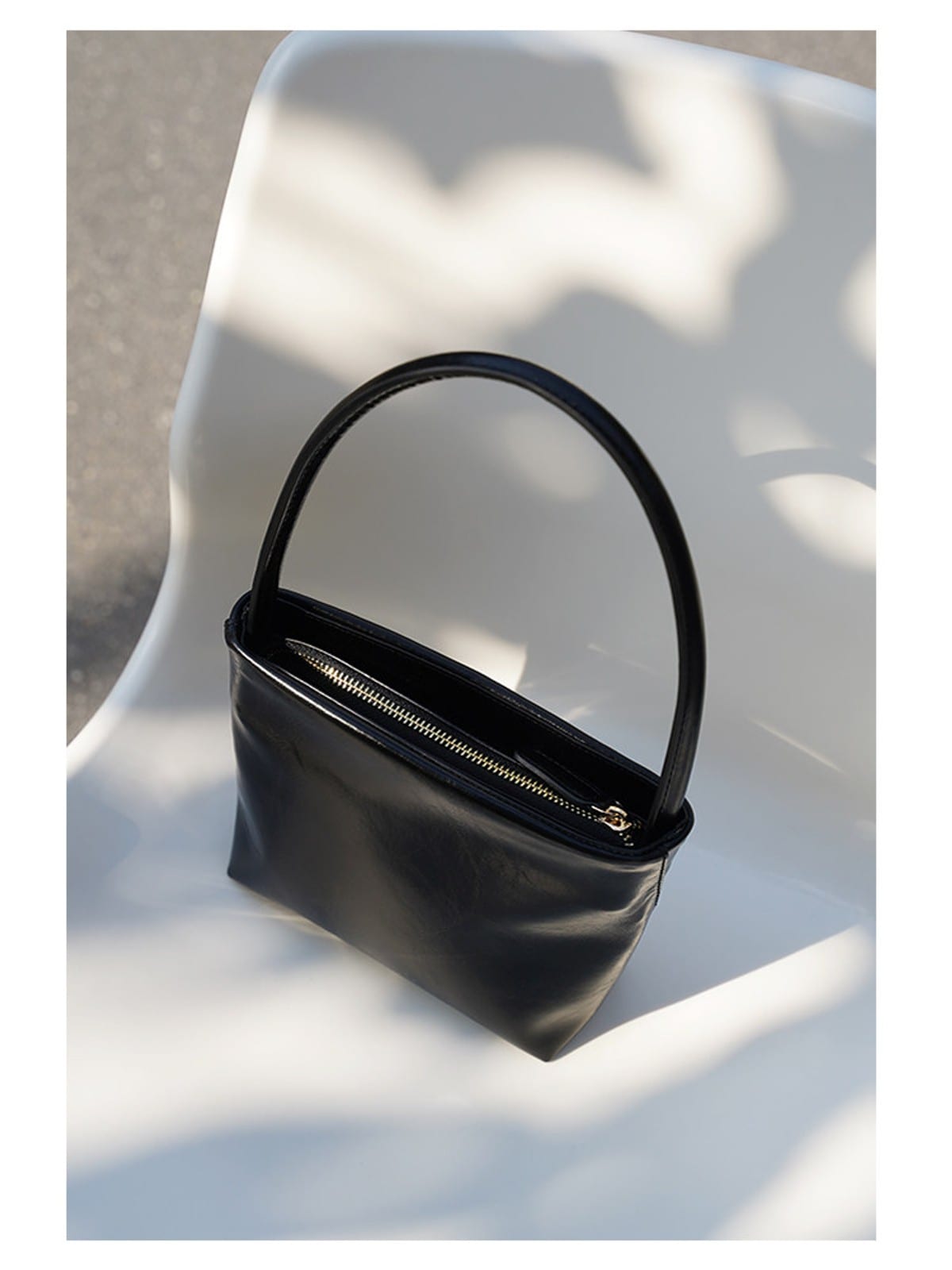 PANLULUPAN Waxed Cowhide Square Shoulder Bag in Black - Lifestyle