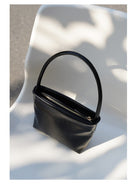 PANLULUPAN Waxed Cowhide Square Shoulder Bag in Black - Lifestyle