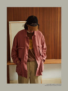 USAGE Linen Four Pocket BDU Jacket in Pink - On Male Model