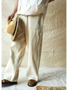 USAGE Vintage Neppy Cotton Straight Leg Jeans in Cream - On Model
