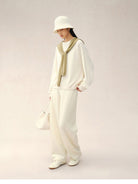 TEASEL Washable Merino Wool Sweatshirt in White - On Female Model