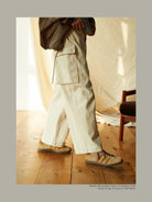 USAGE Heavyweight Herringbone Cargo Pants in White - On Model