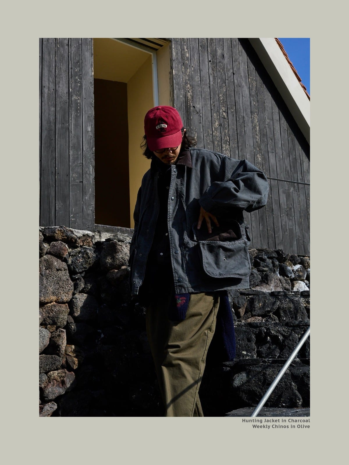 USAGE Heavyweight Cotton Canvas Barn Jacket in Gray - On Male Model
