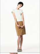 RARELY ALIKE Cotton Bowknot Crewneck T Shirt in Mint - On Female Model