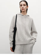 MSBEAST Merino Wool Hoodie Jogger Set in Gray - On Female Model