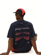 FPA Quick Dry Polka Dot T Shirt in Navy Blue - On Model
