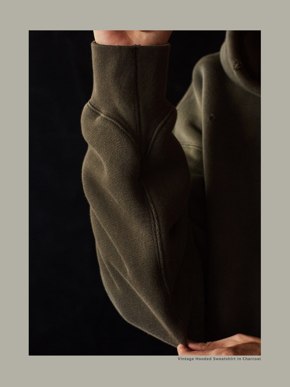 USAGE Faded Vintage Wash Hoodie in Olive - On Model