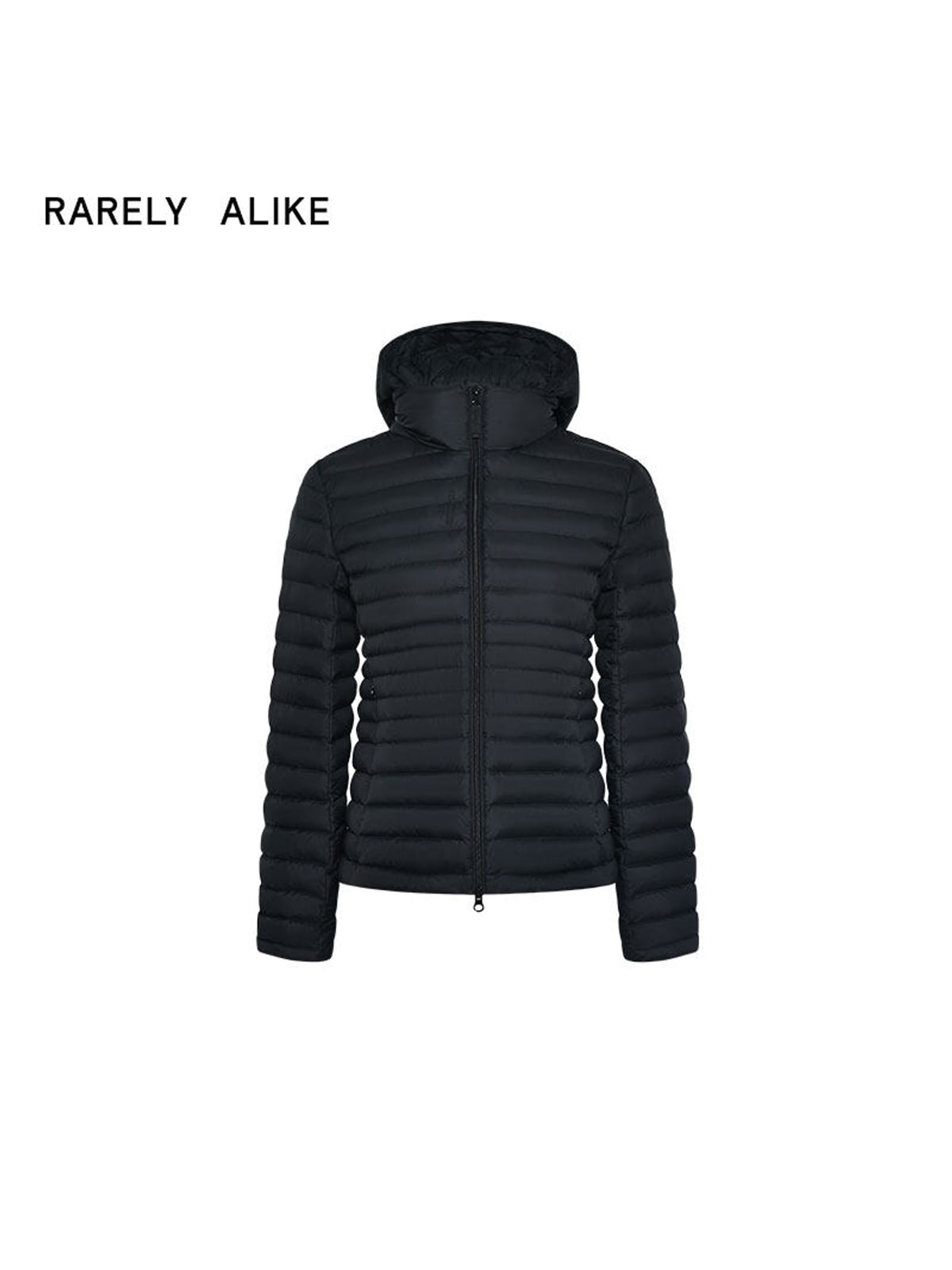 RARELY ALIKE Detachable Hood Duck Down Puffer in Black