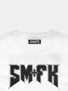 SMFK Metallic Logo Cotton T Shirt in White - Detail