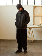USAGE Reversible Nylon Fleece Track Jacket in Black - On Male Model