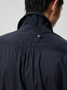 SIMPLE PROJECT Sheer Nylon UV Protection Shirt in Navy Blue - On Model