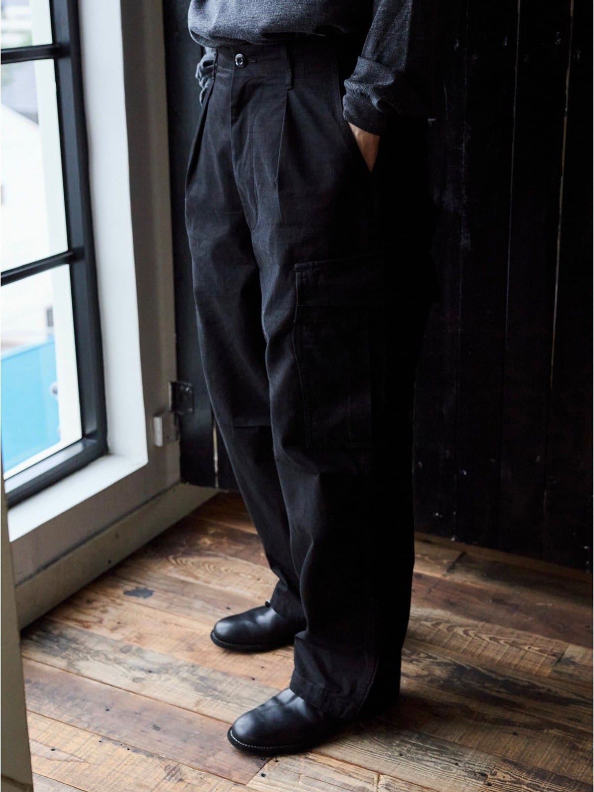USAGE Heavyweight Ripstop M51 Cargo Pants in Black - On Model