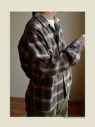 USAGE Brushed Plaid Western Shirt in Olive - On Male Model