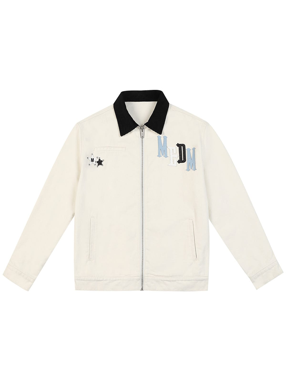 MEDM Leather Paneled Cotton Detroit Jacket in Cream