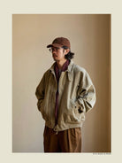 USAGE Washed Cotton Lyocell B 15 Bomber in Khaki - On Male Model