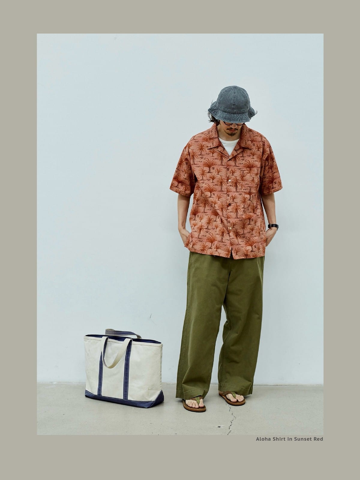 USAGE Floral Japanese Cotton Aloha Shirt in Pink - On Male Model