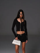 SMFK Geometric Leather Evening Clutch in White - On Female Model