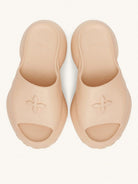 SMFK 7cm Platform Embossed EVA Slides in Beige
