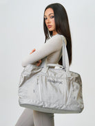 SMFK Large Polyamide Fitness Bag in Gray - On Female Model