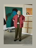 USAGE Heavyweight Canvas Hunting Jacket in Burgundy - On Male Model