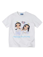 MEDM Embroidered Heart Cotton T Shirt in White
