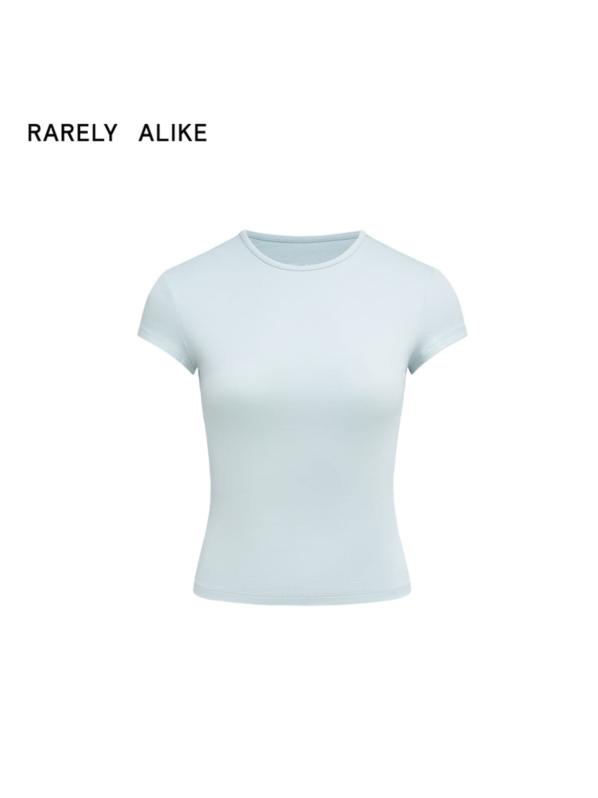 RARELY ALIKE Cotton Blend Crew Neck T Shirt in Sky Blue