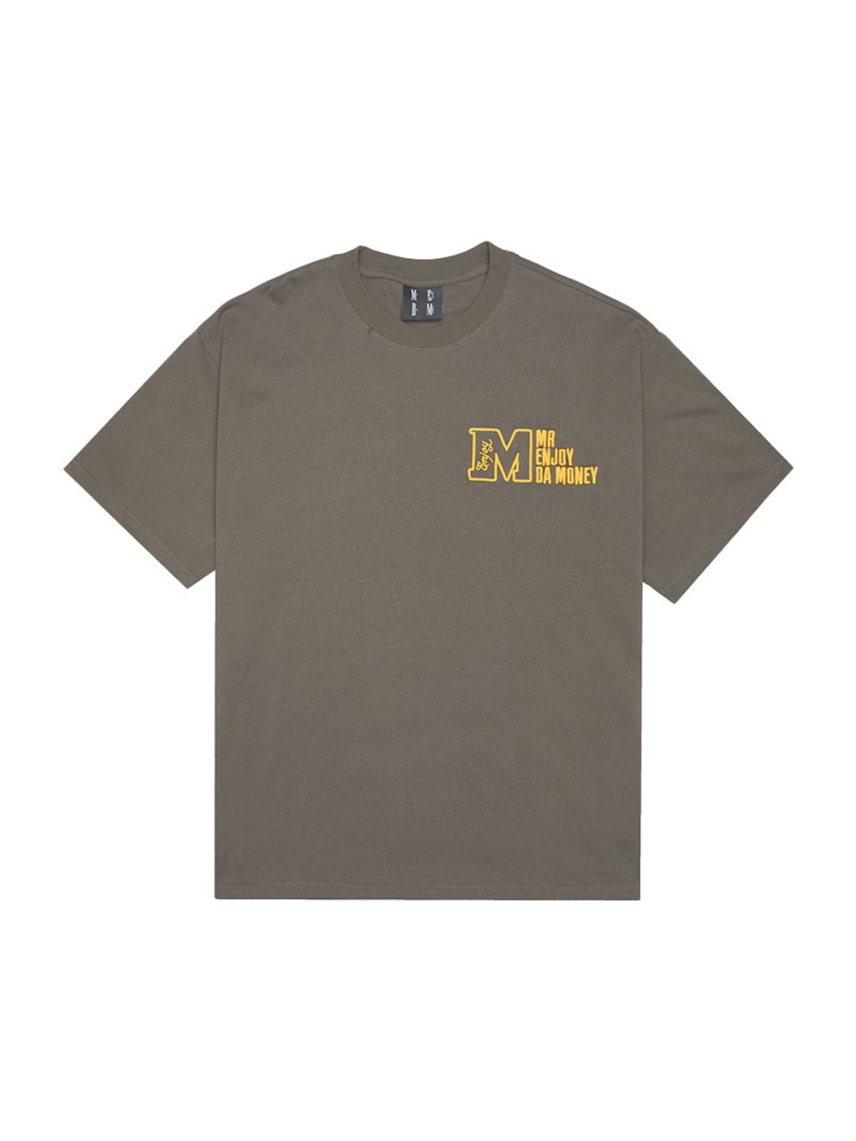 MEDM Half Sleeve Cotton Logo T Shirt in Dark Gray