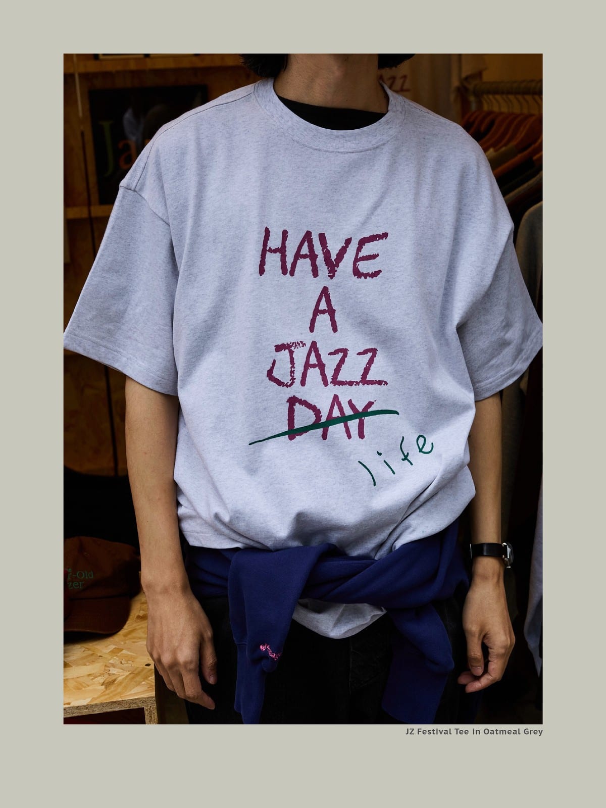 USAGE JZ Festival Graphic Cotton T Shirt in Heather Gray - On Model