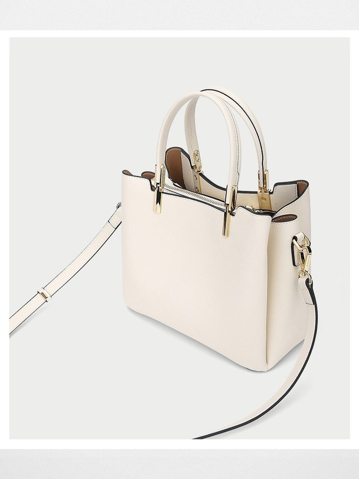 HONGU Split Cowhide Crossbody Handbag in White
