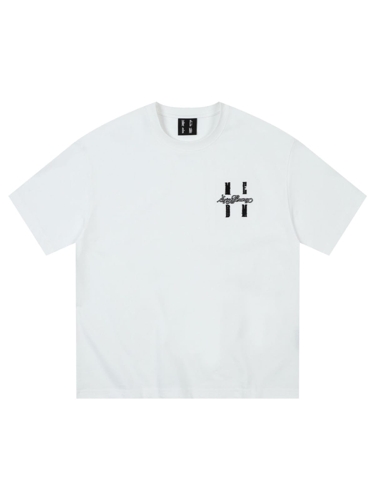MEDM Tufted Logo Cotton T Shirt in White