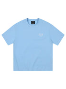MEDM Letter Embroidery Cotton T Shirt in Sky Blue