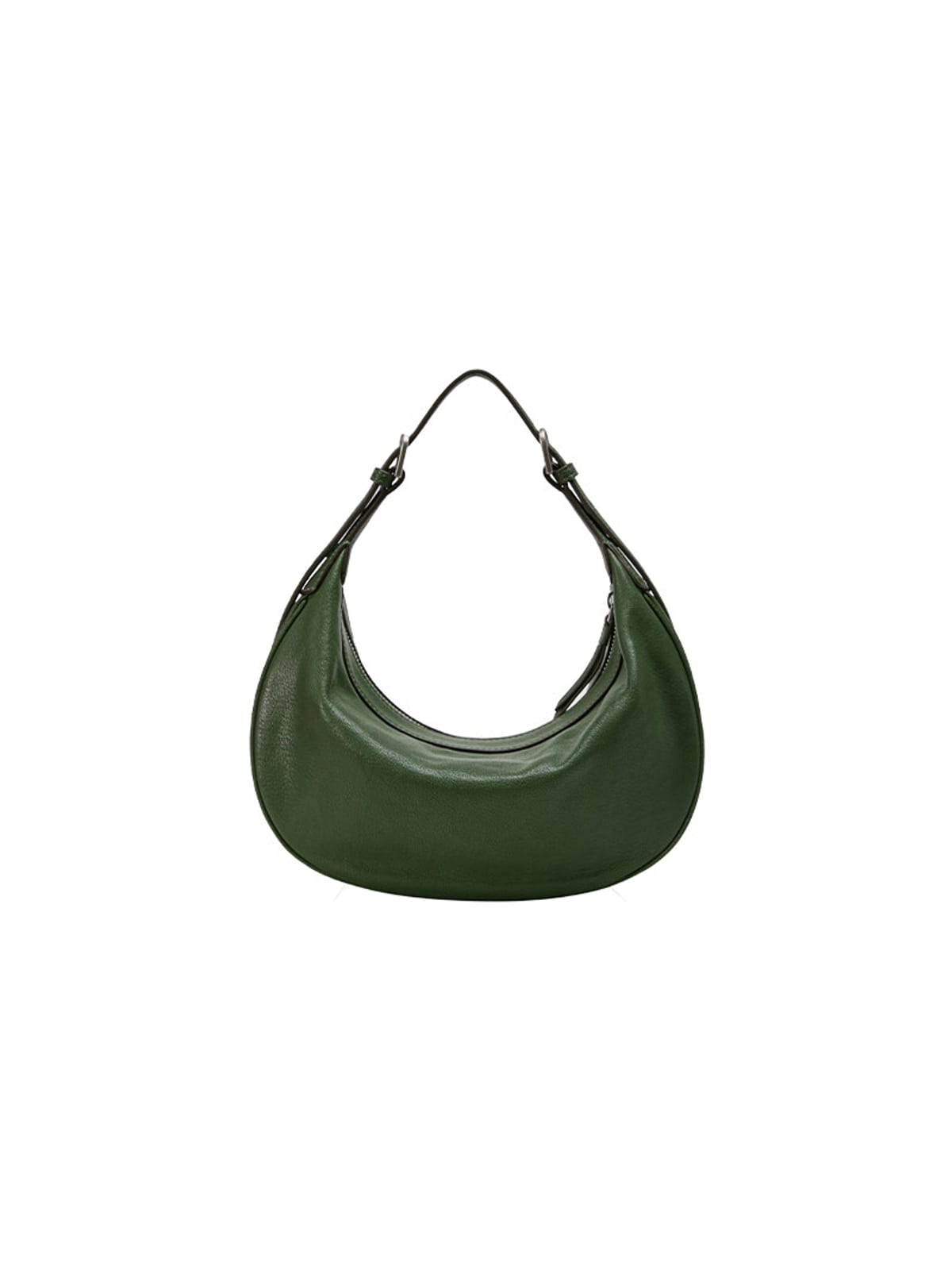 QIUZHEN Vegetable Tanned Leather Crescent Bag in Green