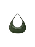 QIUZHEN Vegetable Tanned Leather Crescent Bag in Green