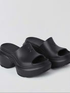 SMFK Molded Platform Slide Sandals in Black
