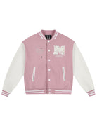 MEDM Pearl Embellished Varsity Jacket in Pink
