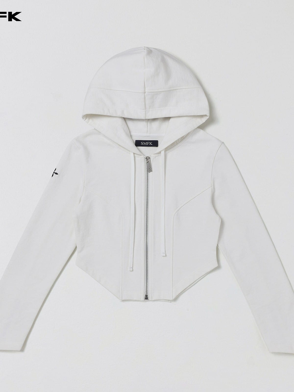 SMFK Cotton Blend Zip Up Hoodie in White