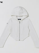 SMFK Cotton Blend Zip Up Hoodie in White