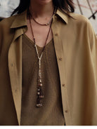 TEASEL Silk Blend Shirt Shorts Set in Olive - On Female Model