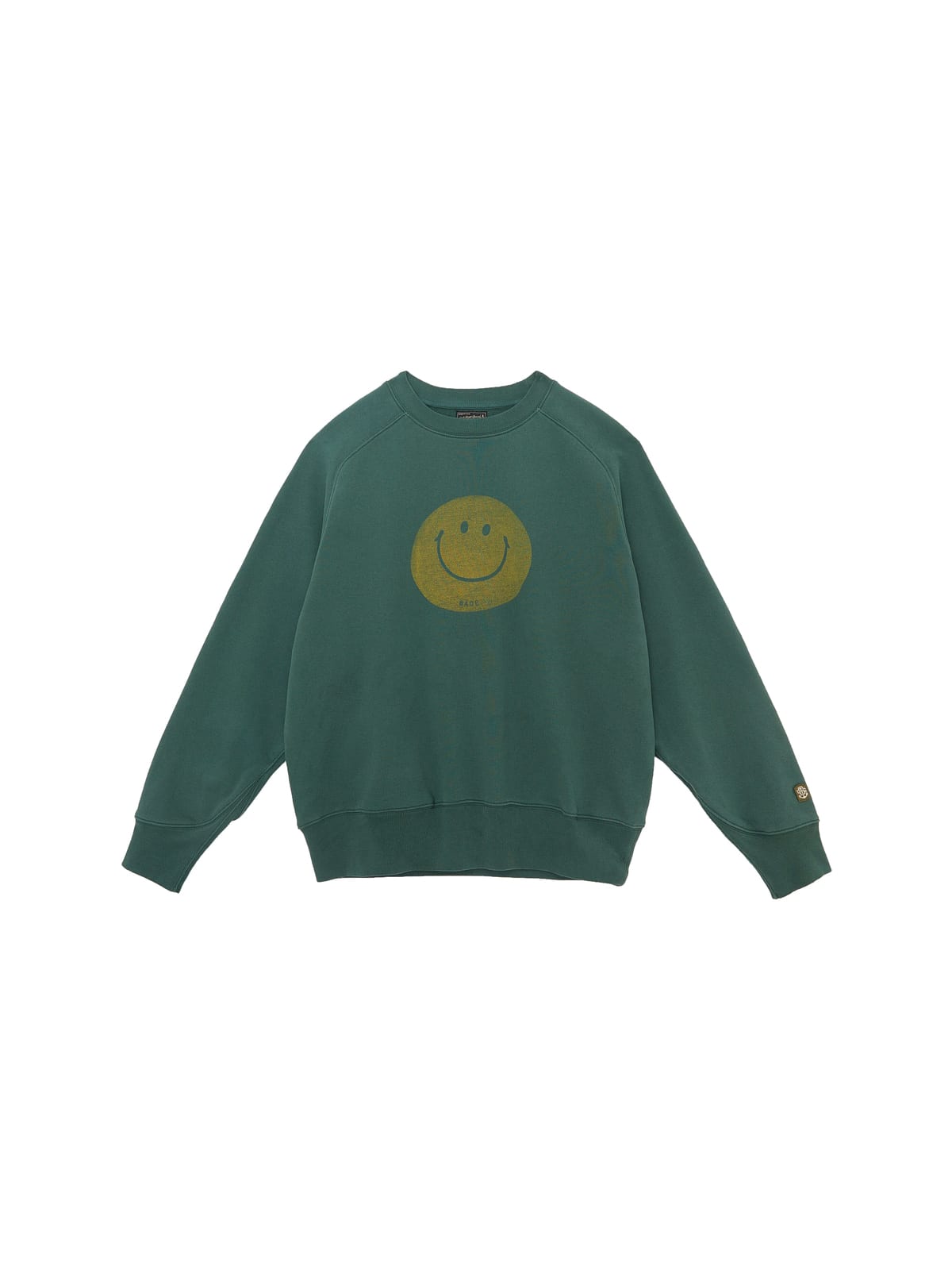 USAGE Washed Cotton Raglan Smiley Sweatshirt in Mint