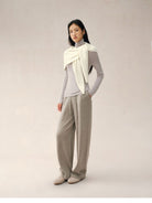TEASEL Washable Merino Wool Sweatshirt in White - On Female Model