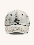 SMFK Distressed Cross Embroidered Baseball Cap in Sky Blue