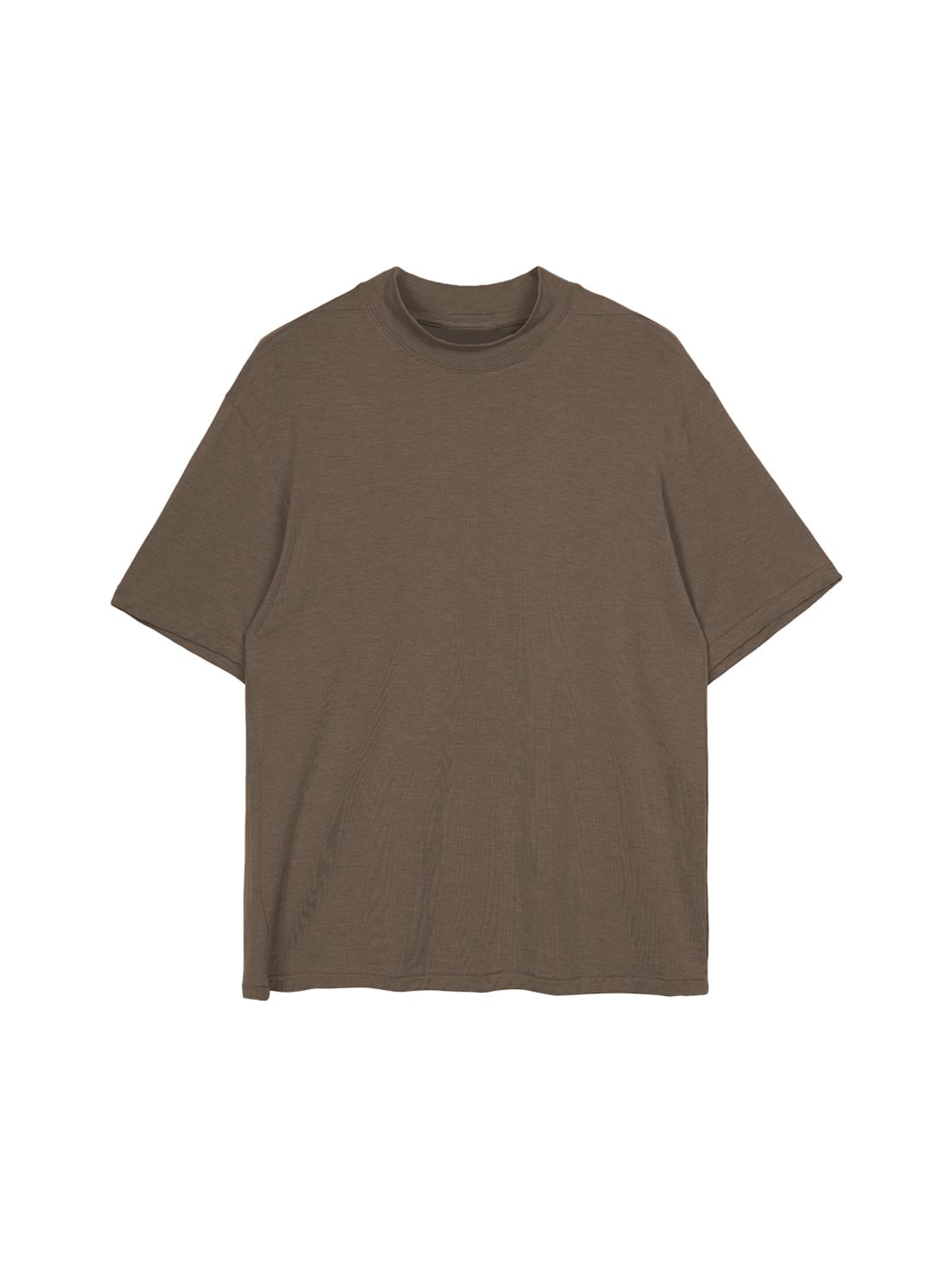 SIMPLE PROJECT Wool Blend Mock Neck T Shirt in Beige