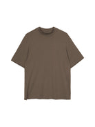SIMPLE PROJECT Wool Blend Mock Neck T Shirt in Beige