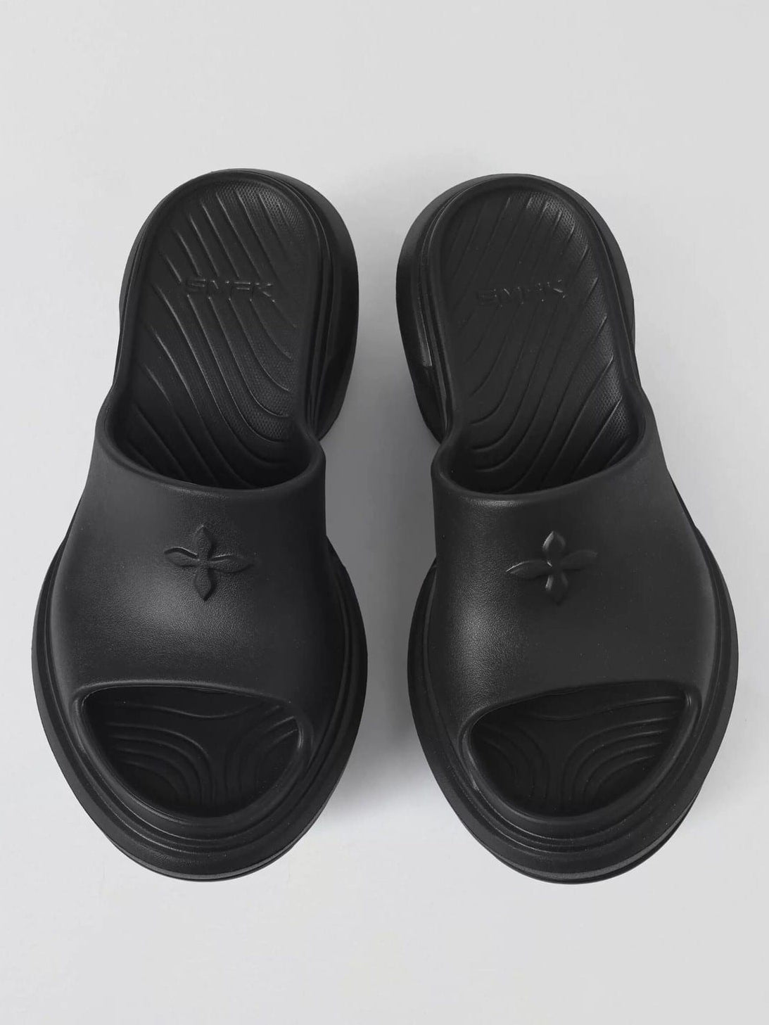 SMFK Molded Platform Slide Sandals in Black