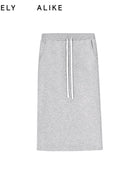 RARELY ALIKE Cotton Side Slit Midi Skirt in Gray
