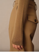 TEASEL Worsted Merino Wool Midi Skirt in Brown - On Female Model