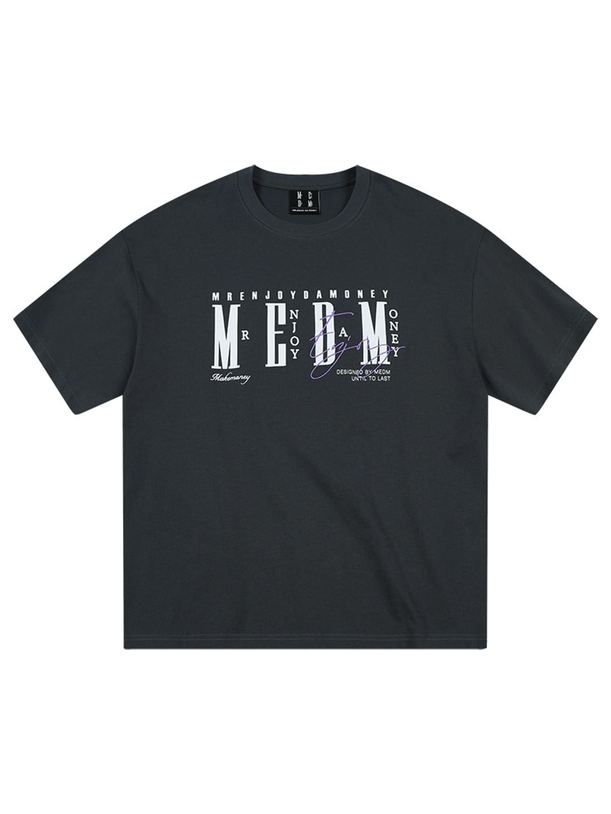 MEDM Vintage Logo Typography Cotton T Shirt in Gray