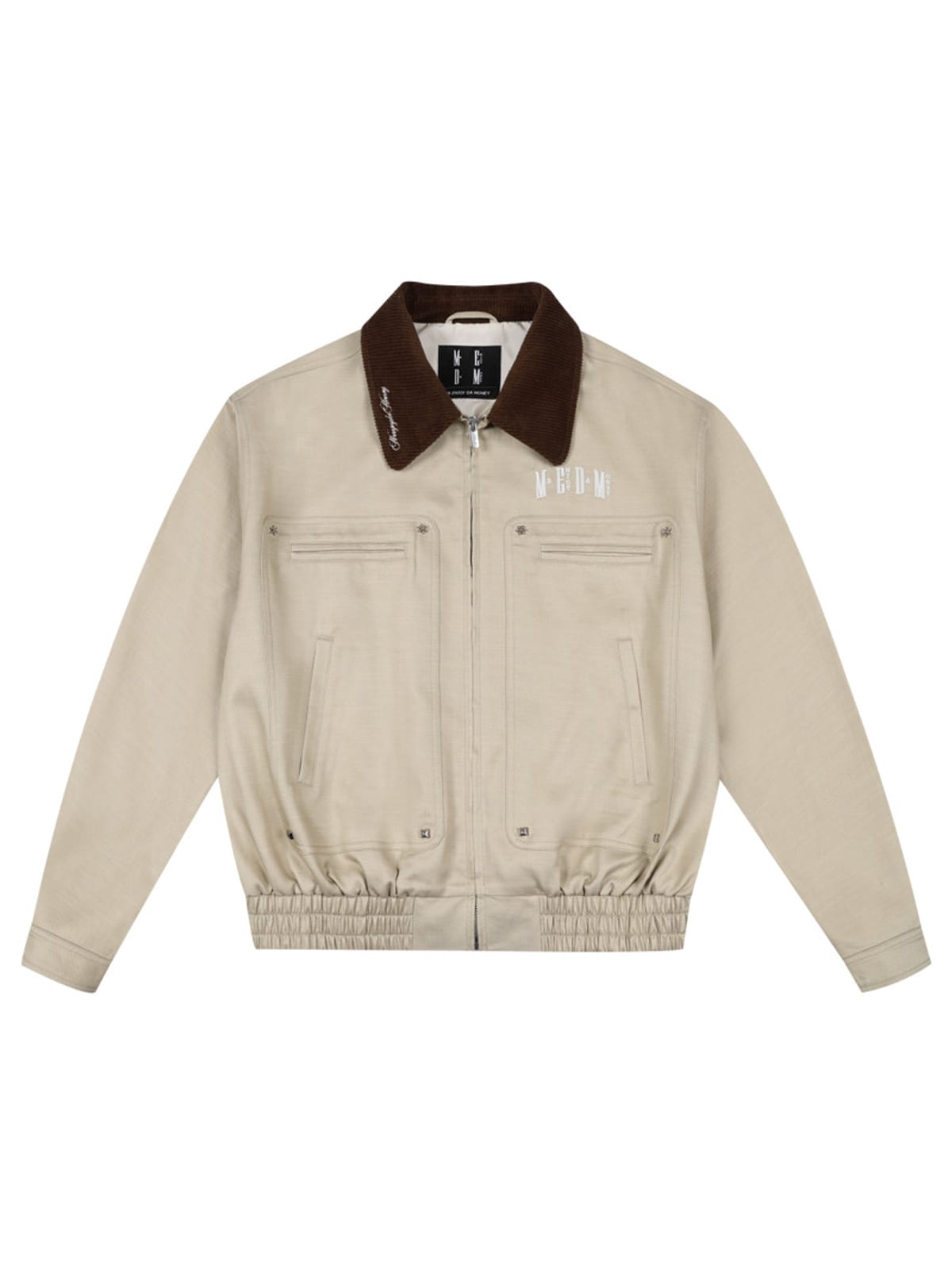 MEDM Embroidered Harrington Jacket in Beige