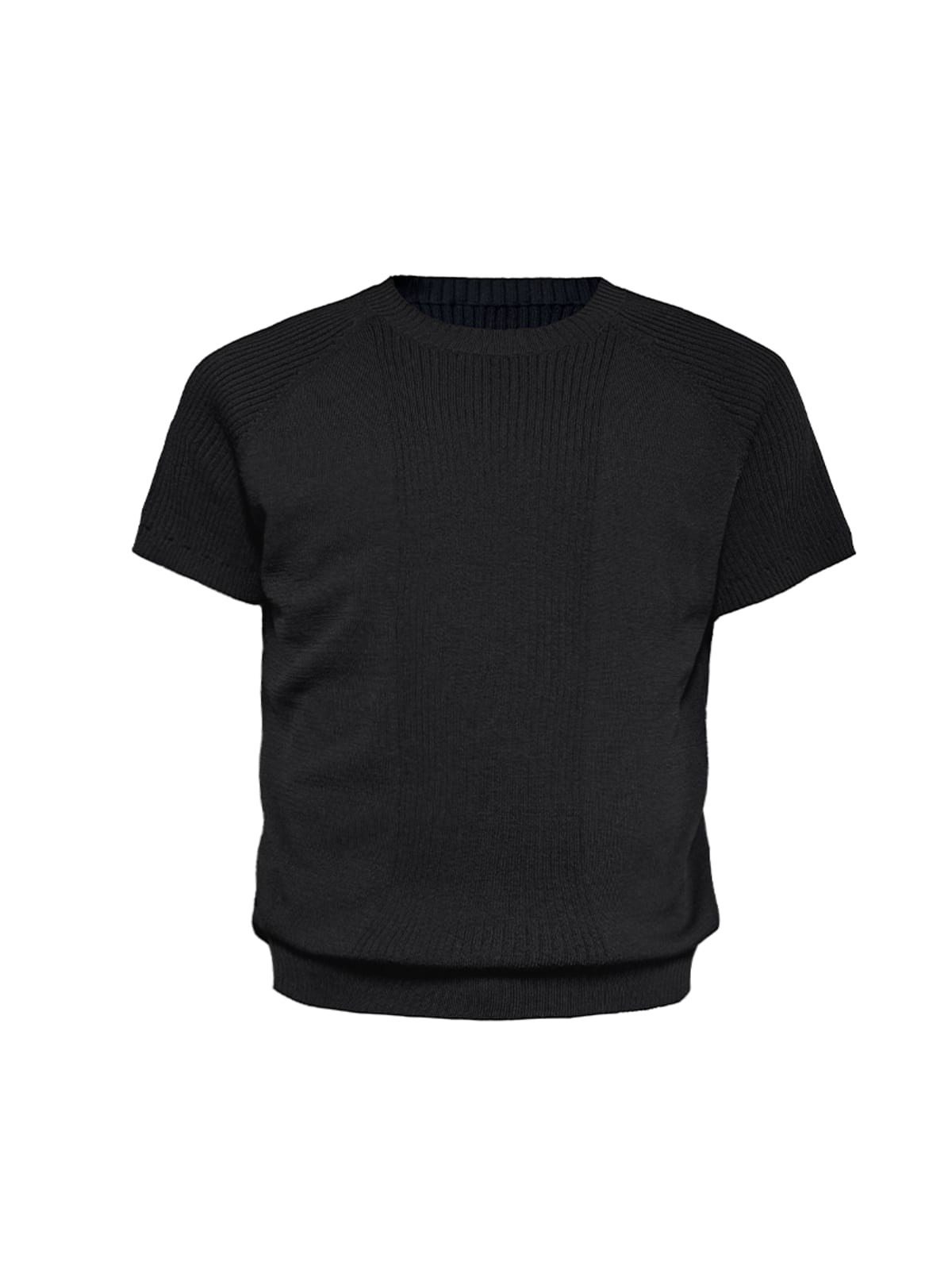 JCAESAR STUDIO Ribbed Ice Silk Raglan T Shirt in Black